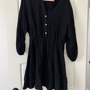 Black Long Sleeve Dress with Buttons